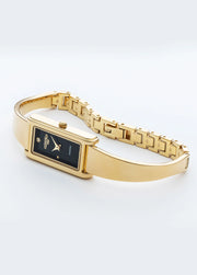Roamer 866845 48 55 20 Elegance Black Dial Gold Tone Stainless Steel Bangle Bracelet Women's Watch